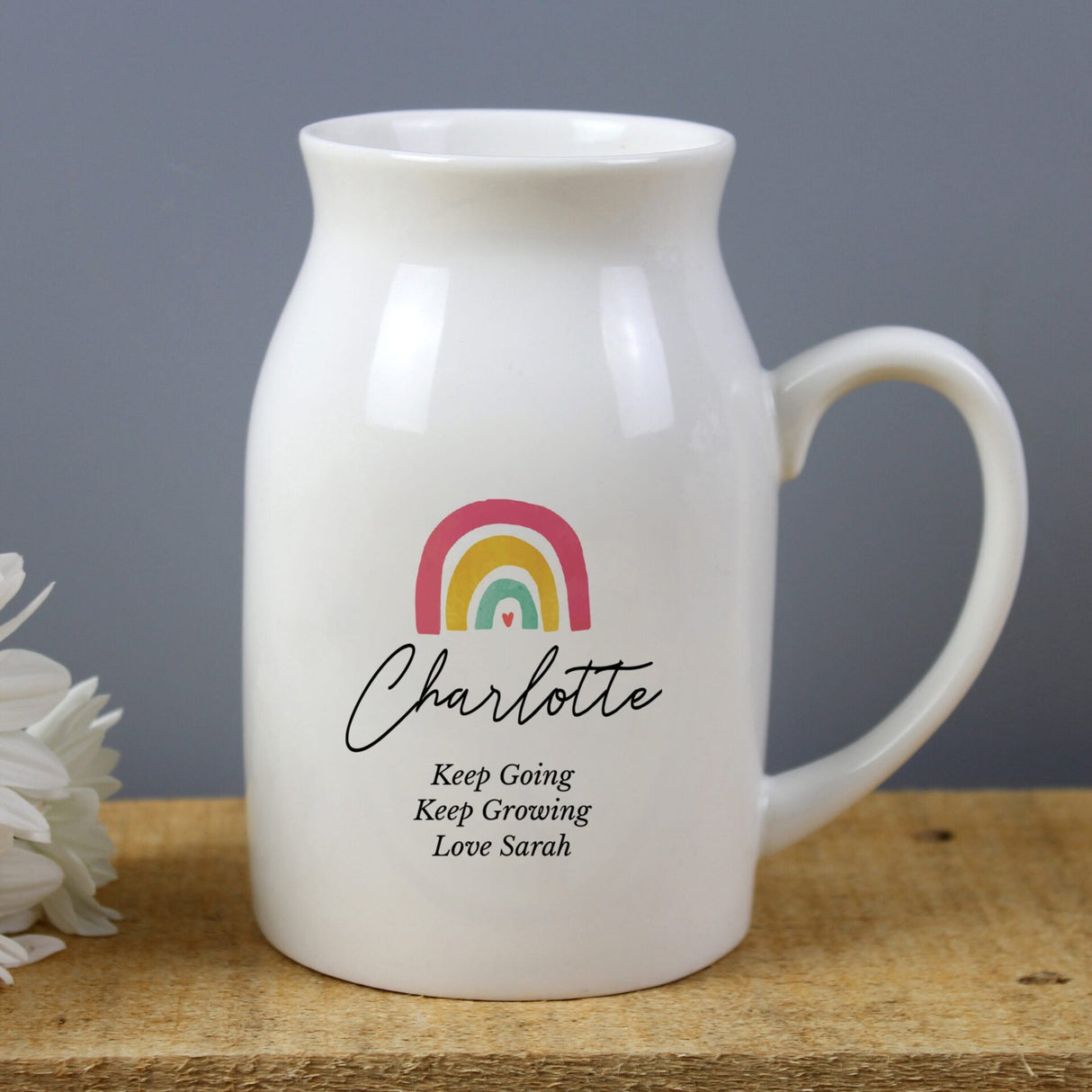 Personalised Rainbow Flower Jug Vase: 5 - Vases By Gift Moments