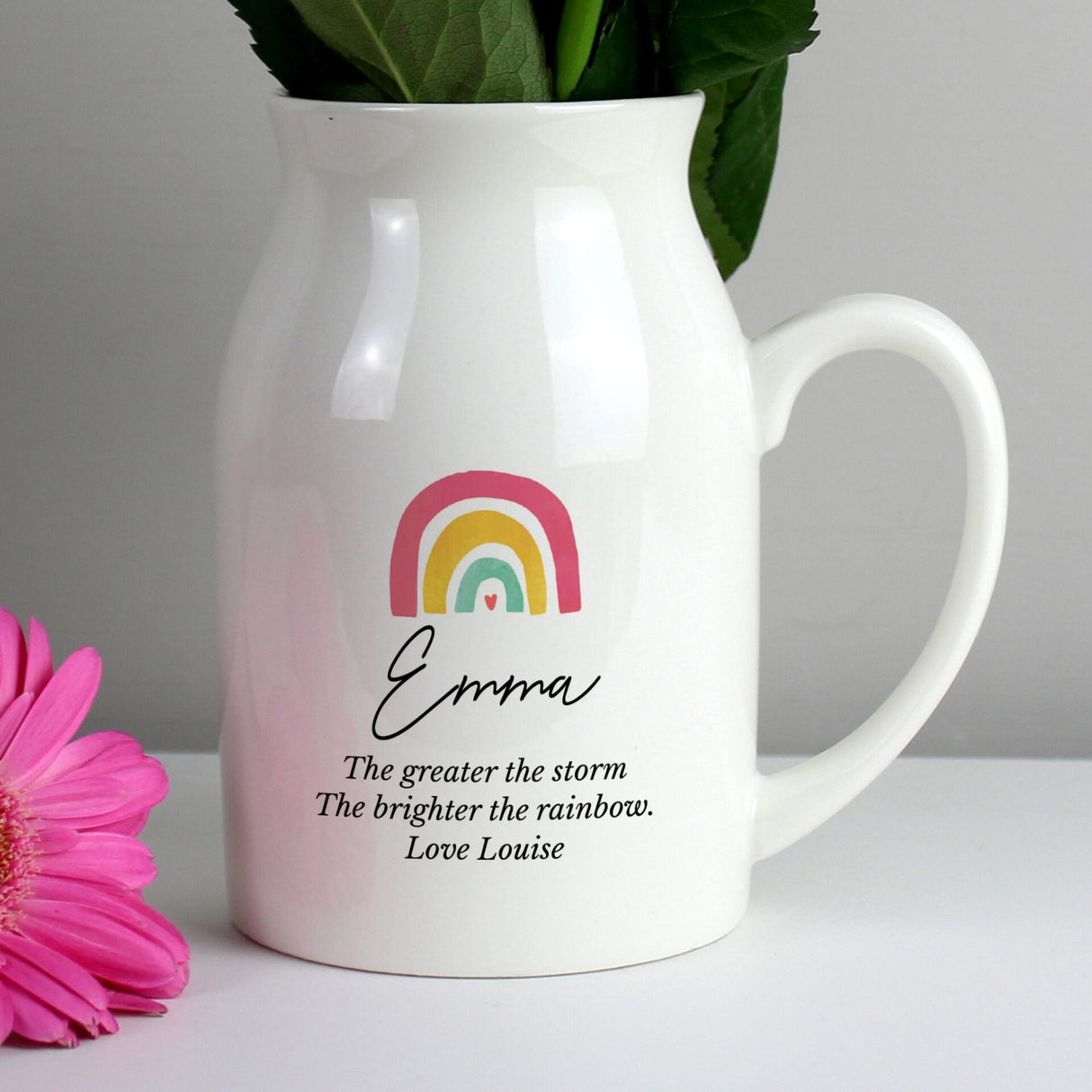 Personalised Rainbow Flower Jug Vase: 4 - Vases By Gift Moments