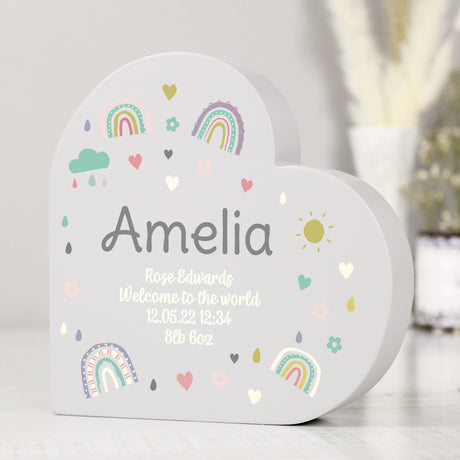 Personalised Rainbow Heart Wooden Ornament: 1 - Ornaments By Gift Moments