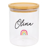 Personalised Rainbow Glass Jar with Bamboo Lid: 3 - Storage By Gift Moments