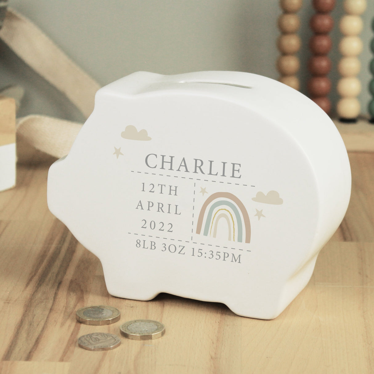 Personalised Rainbow Piggy Bank for Kids: 2 - Money Boxes By Gift Moments