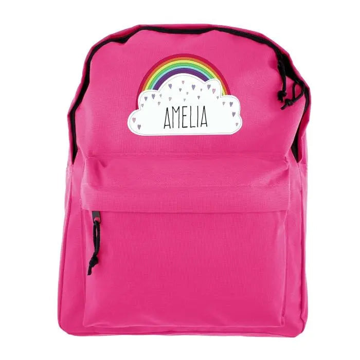 Personalised Rainbow Pink School Backpack: 4 - Kids Bags By Gift Moments