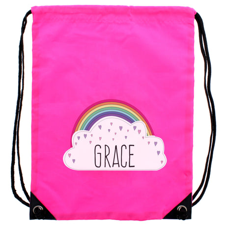 Personalised Rainbow Pink Sports Kit Bag: 4 - Kids Bags By Gift Moments