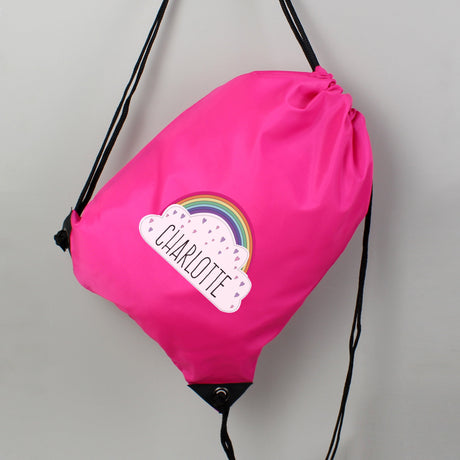 Personalised Rainbow Pink Sports Kit Bag: 2 - Kids Bags By Gift Moments