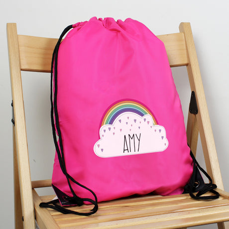 Personalised Rainbow Pink Sports Kit Bag: 3 - Kids Bags By Gift Moments