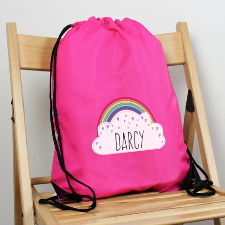 Personalised Rainbow Pink Sports Kit Bag: 1 - Kids Bags By Gift Moments