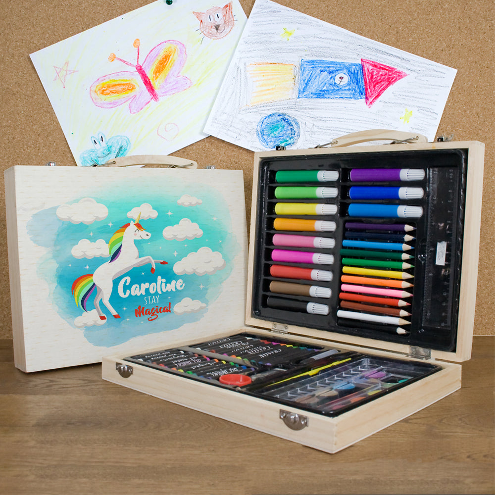 Personalised Girls Rainbow Unicorn Colouring In Set Default Title - Pencil Cases & Sets at Gift Moments