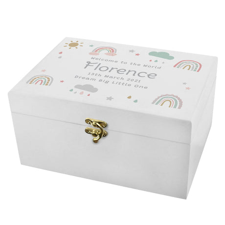 Personalised Rainbow Wooden Keepsake Box: 6 - Keepsake Boxes By Gift Moments