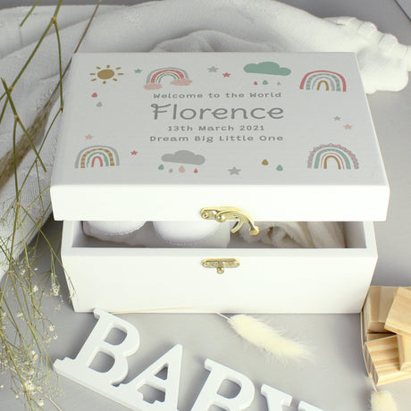 Personalised Rainbow Wooden Keepsake Box: 2 - Keepsake Boxes By Gift Moments