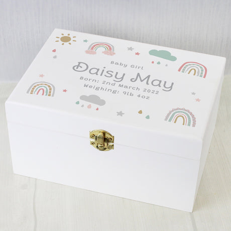 Personalised Rainbow Wooden Keepsake Box: 5 - Keepsake Boxes By Gift Moments