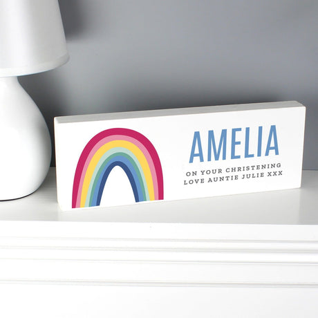 Personalised Rainbow Wooden Block Sign: 1 - Signs & Plaques By Gift Moments