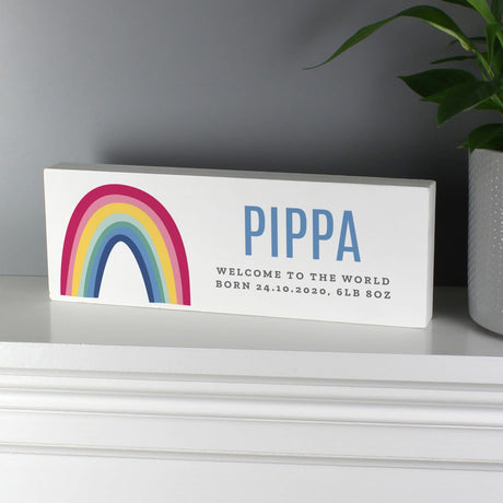 Personalised Rainbow Wooden Block Sign: 2 - Signs & Plaques By Gift Moments