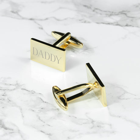 Personalised Gold Plated Rectangle Cufflinks Default Title - Cufflinks & Tie Slides at Gift Moments