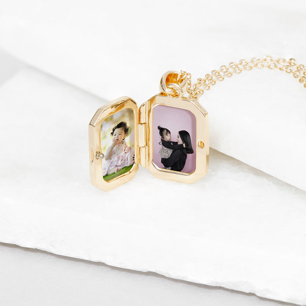 Personalised Rectangular Photo Locket Necklace: 5 - Necklaces By Gift Moments