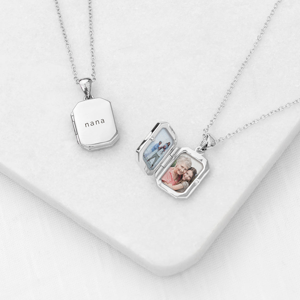 Personalised Rectangular Photo Locket Necklace: 1 - Silver - Necklaces By Gift Moments