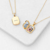 Personalised Rectangular Photo Locket Necklace: 2 - Gold - Necklaces By Gift Moments