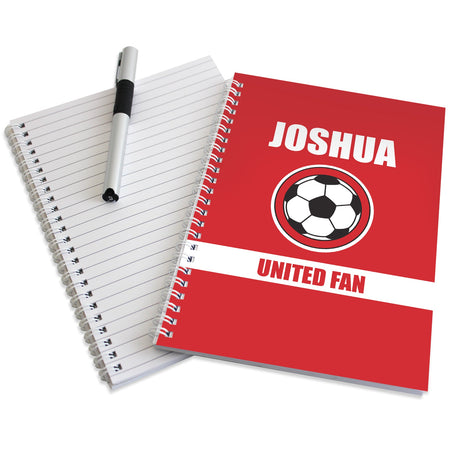 Personalised Red Football Fan A5 Notebook: 3 - Notebooks By Gift Moments