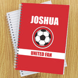 Personalised Red Football Fan A5 Notebook: 1 - Notebooks By Gift Moments