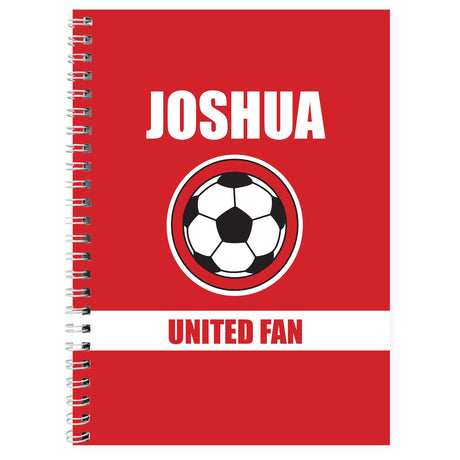 Personalised Red Football Fan A5 Notebook: 2 - Notebooks By Gift Moments