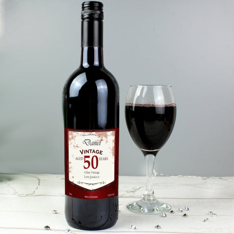 Personalised Vintage Red Wine Label: 1 - Wine By Gift Moments