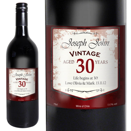 Personalised Vintage Red Wine Label: 2 - Wine By Gift Moments