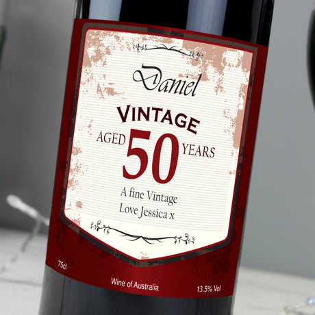 Personalised Vintage Red Wine Label: 5 - Wine By Gift Moments