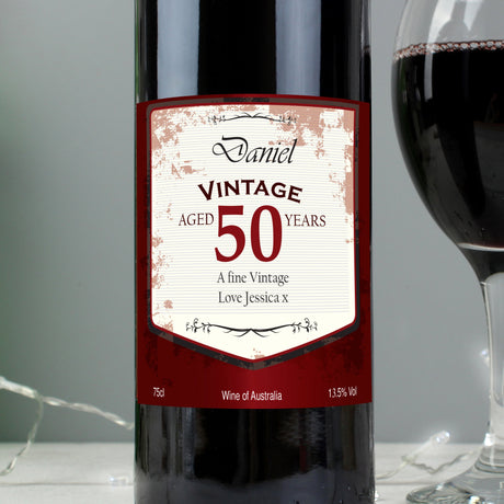 Personalised Vintage Red Wine Label: 3 - Wine By Gift Moments