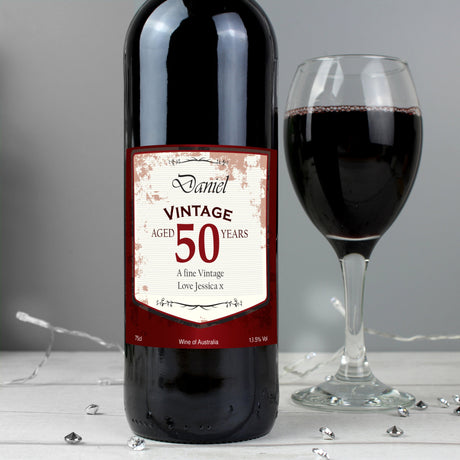 Personalised Vintage Red Wine Label: 4 - Wine By Gift Moments