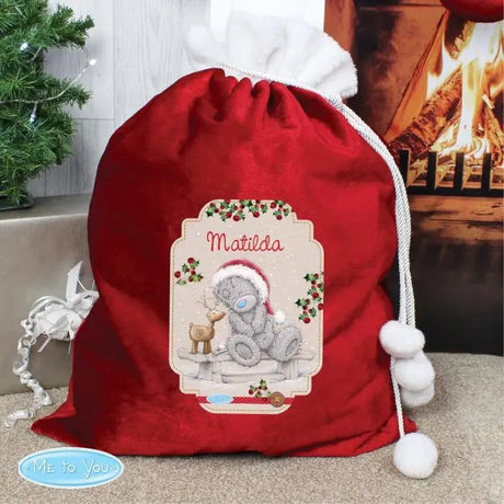 Personalised Reindeer Pom Pom Red Sack: 1 - Christmas Sacks