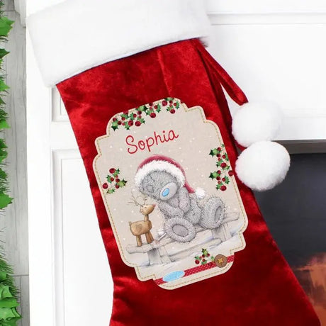 Personalised Red Velvet Reindeer Christmas Stocking: 3 - Christmas Stockings