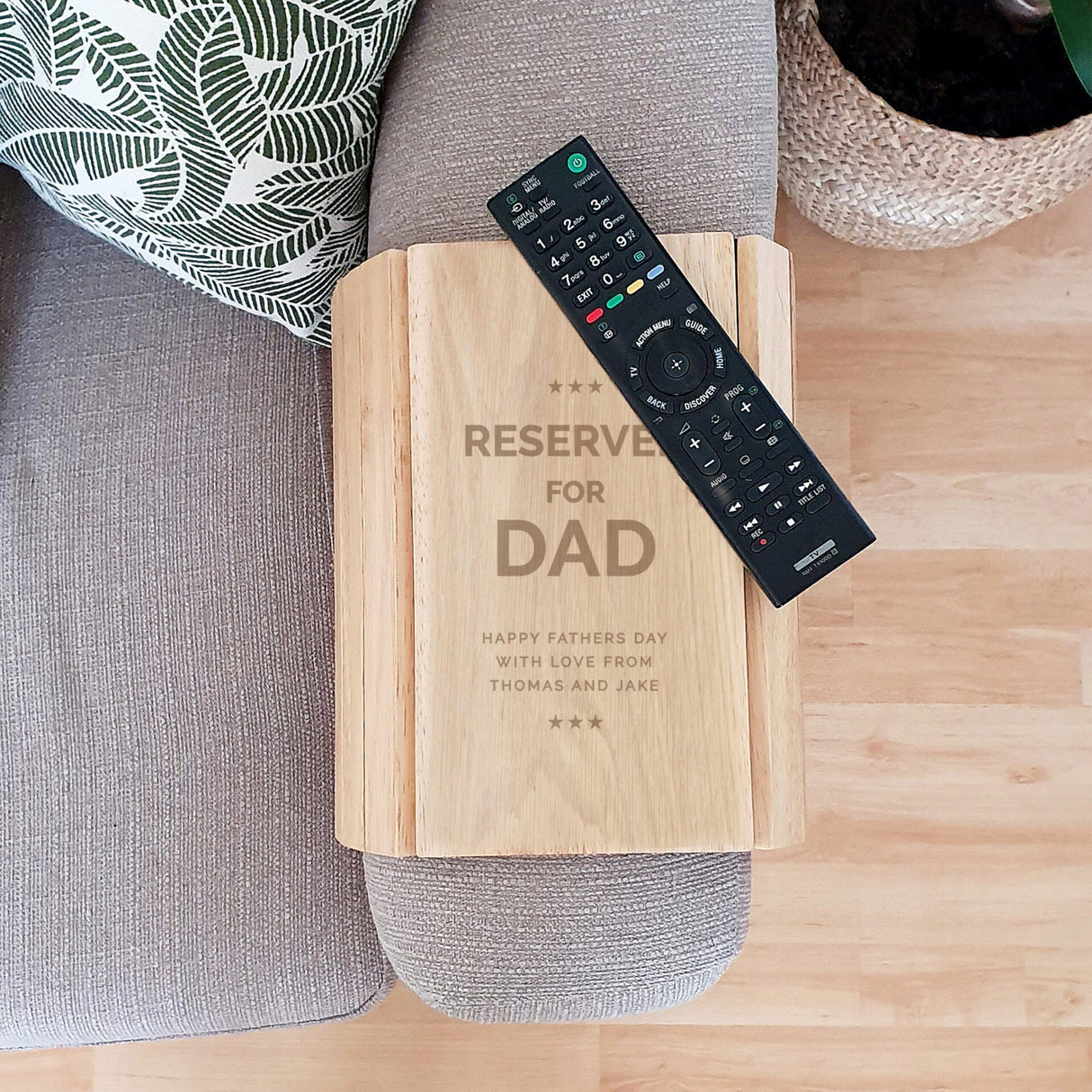 Personalised Reserved For Wooden Sofa Tray: 1 - Coasters By Gift Moments