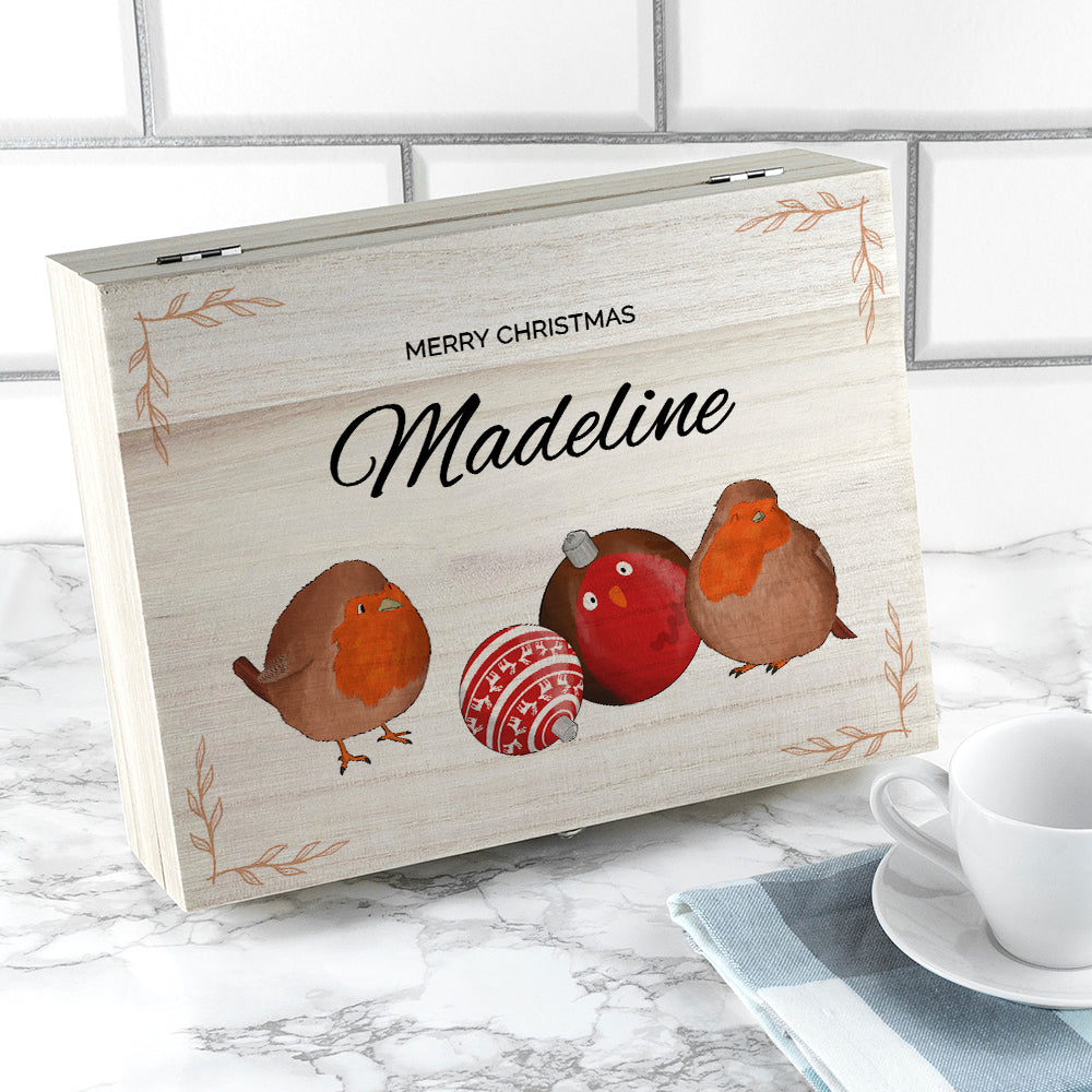 Personalised Robin Baubles Christmas Tea Box Selection Default Title - Tea Boxes at Gift Moments