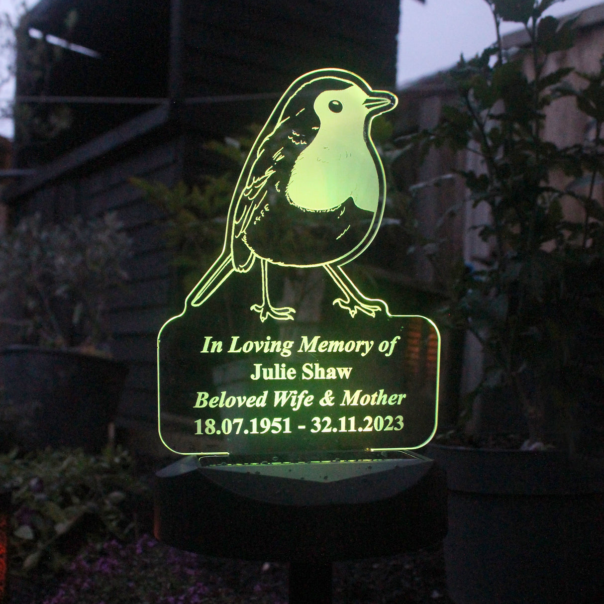 Personalised Robin Memorial Solar Light: 2 - Solar Lights By Gift Moments