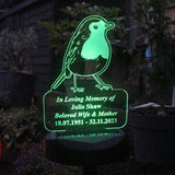 Personalised Robin Memorial Solar Light: 8 - Solar Lights By Gift Moments