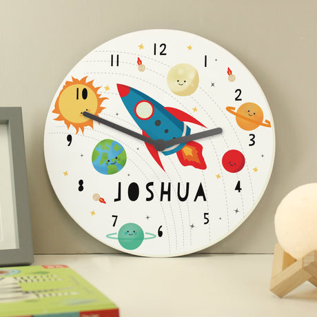 Personalised Rocket Wooden Wall Clock: 1 - Clocks By Gift Moments