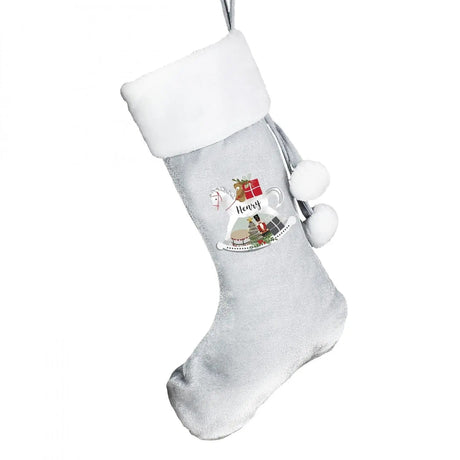 Personalised Silver Grey Velvet Stocking: 4 - Christmas Stockings By Gift Moments