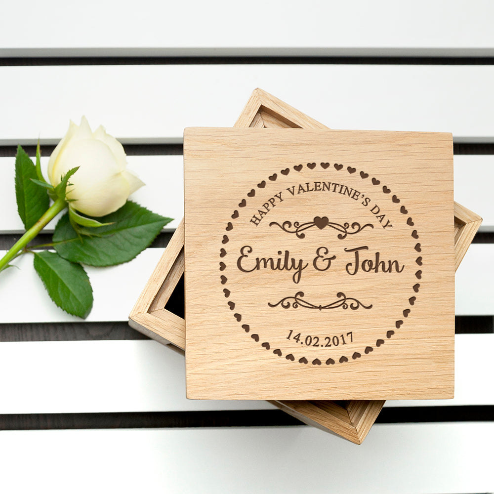 Personalised Oak Heart Photo Cube: 1 - Photo Cubes By Gift Moments