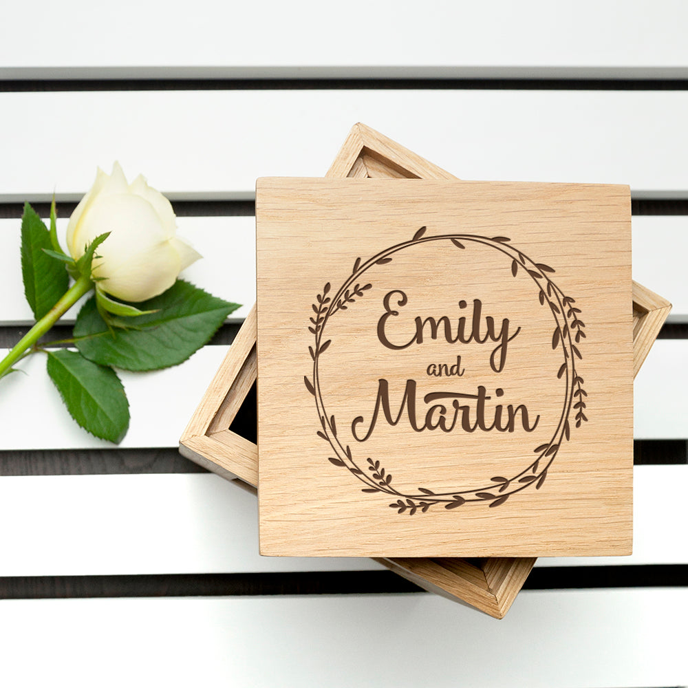 Personalised Romantic Oak Photo Cube: 1 - Photo Cubes By Gift Moments