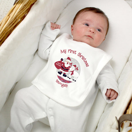 Personalised First Christmas Santa Bib: 3 - Baby Clothing By Gift Moments