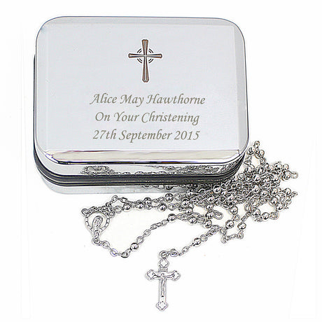 Personalised Rosary Beads with Cross Trinket Box: 7 - Trinket Boxes By Gift Moments