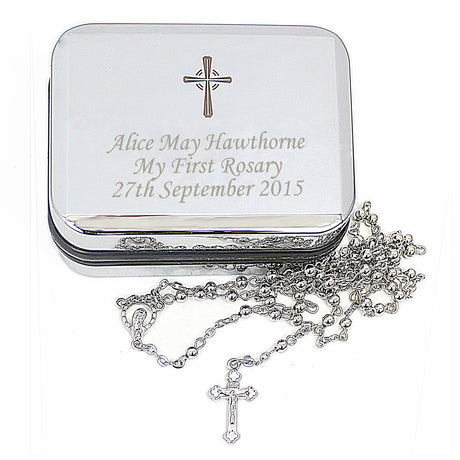 Personalised Rosary Beads with Cross Trinket Box: 8 - Trinket Boxes By Gift Moments