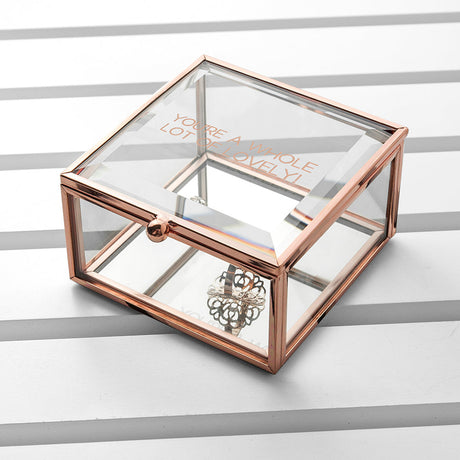 Personalised Rose Gold Glass Trinket Box: 9 - Trinket Boxes By Gift Moments