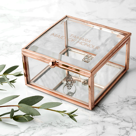 Personalised Rose Gold Glass Trinket Box: 5 - Trinket Boxes By Gift Moments