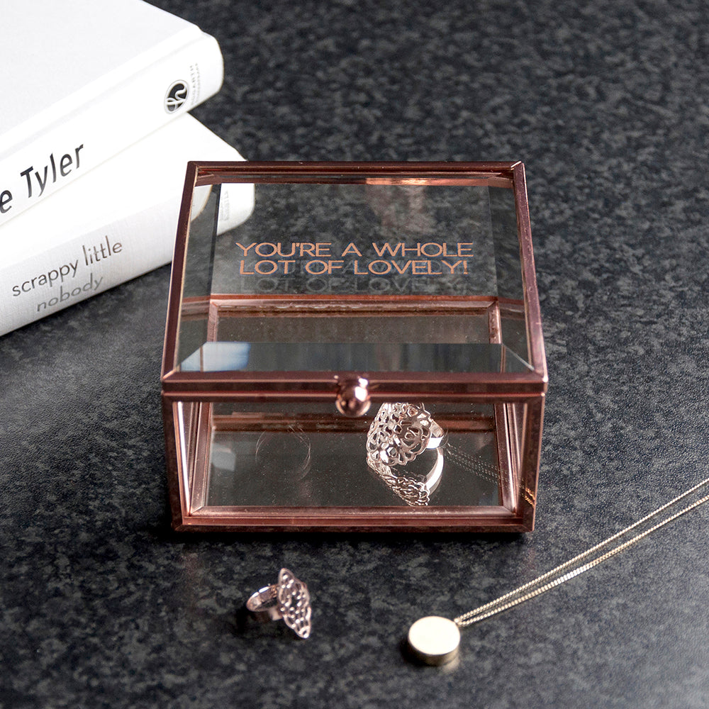 Personalised Rose Gold Glass Trinket Box: 3 - Trinket Boxes By Gift Moments