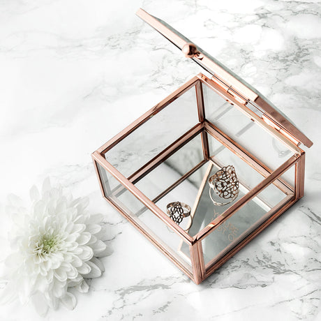 Personalised Rose Gold Glass Trinket Box: 4 - Trinket Boxes By Gift Moments