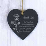 Personalised Rose Slate Heart Decoration: 3 - Decorations By Gift Moments