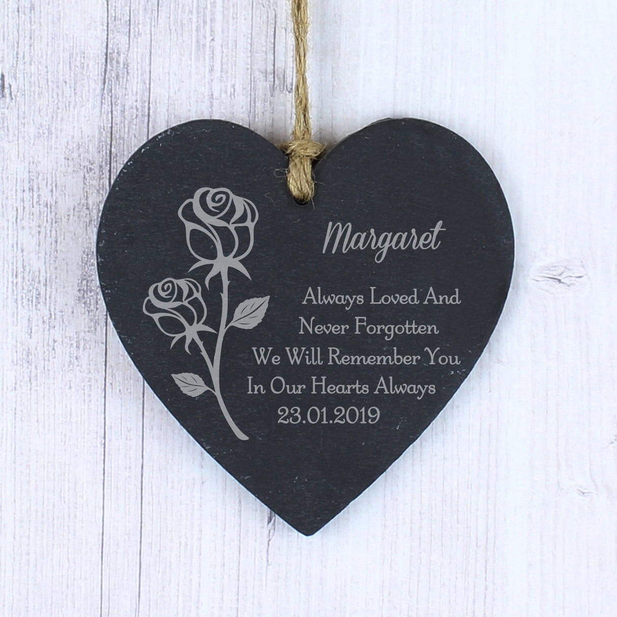 Personalised Rose Slate Heart Decoration: 1 - Decorations By Gift Moments