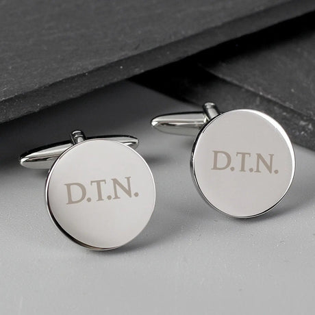 Personalised Silver Round Cufflinks: 1 - Cufflinks & Tie Slides By Gift Moments