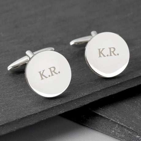 Personalised Silver Round Cufflinks: 2 - Cufflinks & Tie Slides By Gift Moments