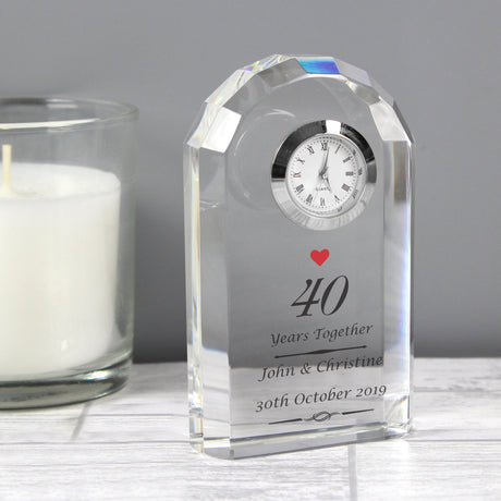 Personalised Ruby Anniversary Crystal Clock: 1 - Clocks By Gift Moments